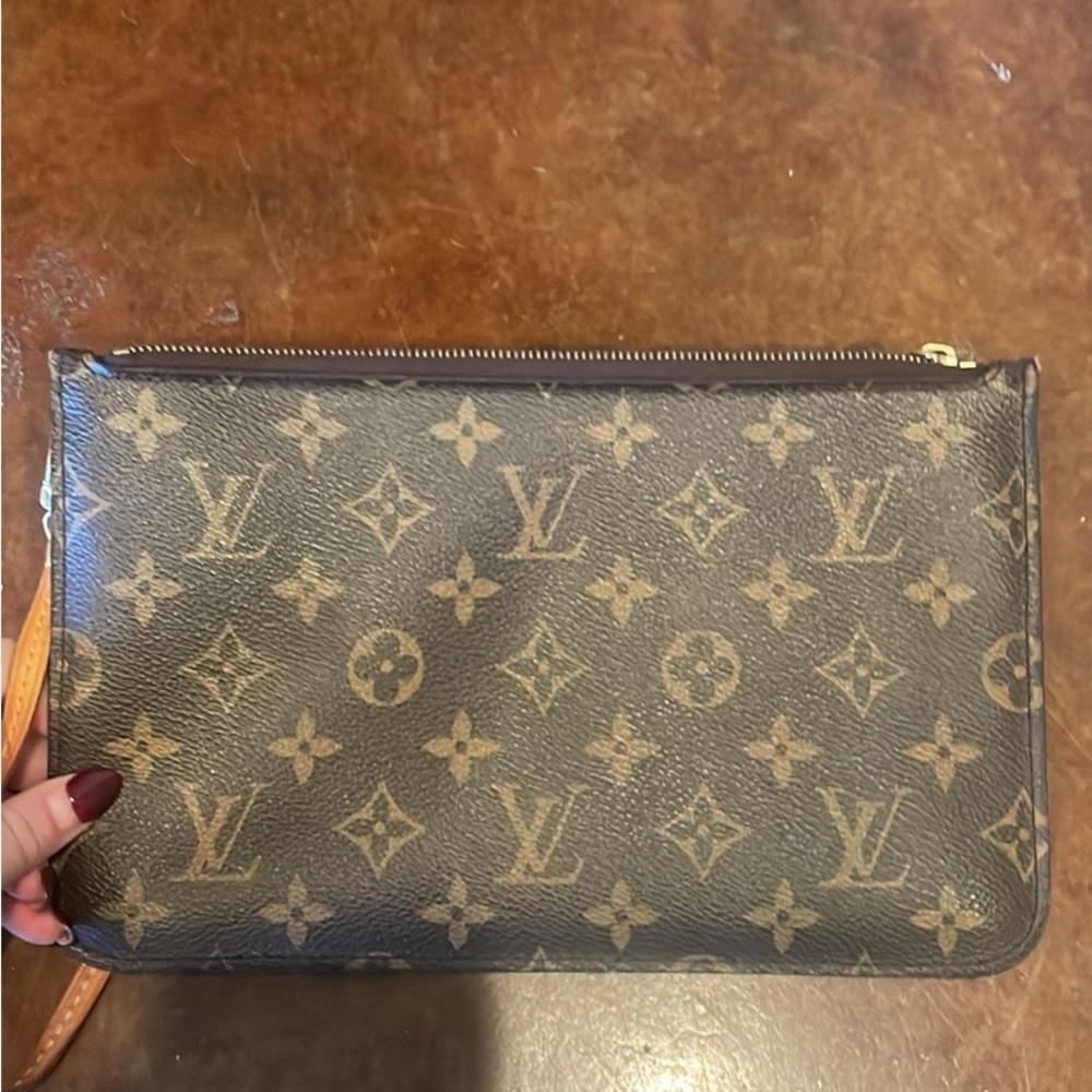 Louis Vuitton Brown and Tan Zippered Pouch